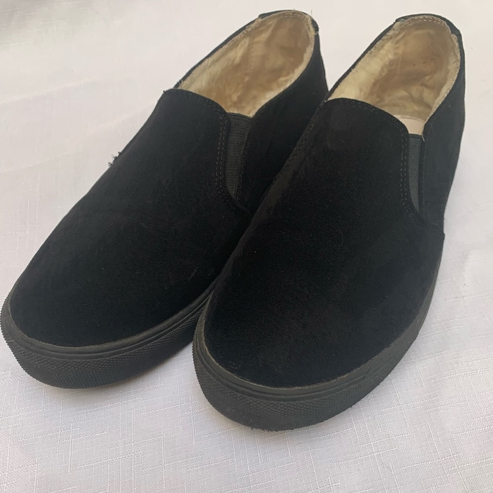 Mia platform black suede shoes